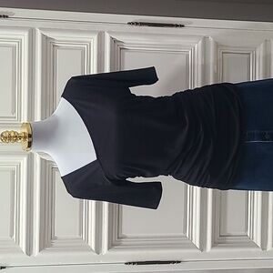 Nine West Size Large asymmetrical black blouse.